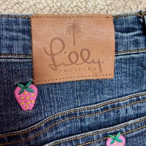 Lilly Pulitzer Denim Skirt With Strawberry Detail